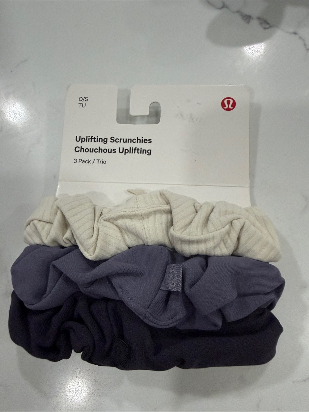 Lululemon Uplifting Scrunchies 3-Pack - Cream, Lavender, Charcoal